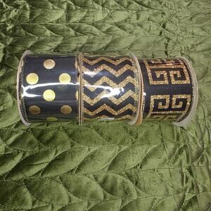 The Robert Stanley Collection Black & Gold Glitter Ribbons Bundle